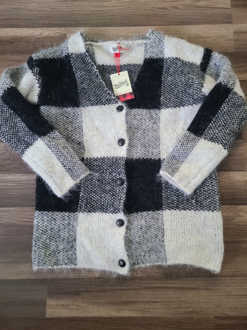 Woolrich Black & Cream Plaid Button-Front Cardigan
